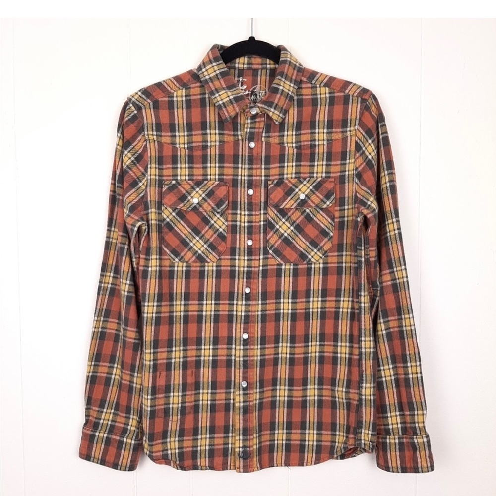 Altamont Mike Watt limited edition thick plaid flannel pearl snap shirt brown